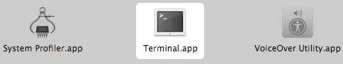 Screenshot of your applications directory showing the Terminal Icon