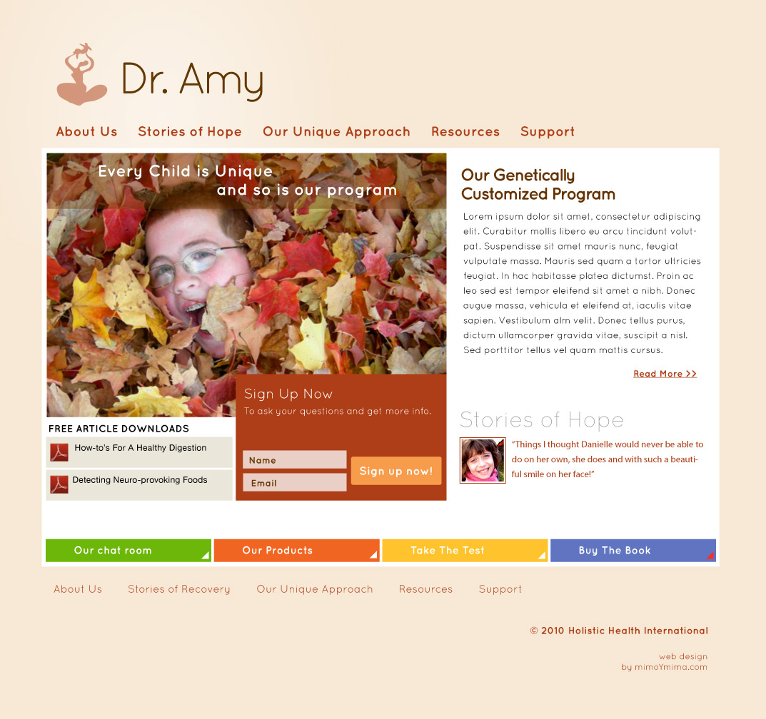 Dr. Amy Yasko - Website Design - homepage