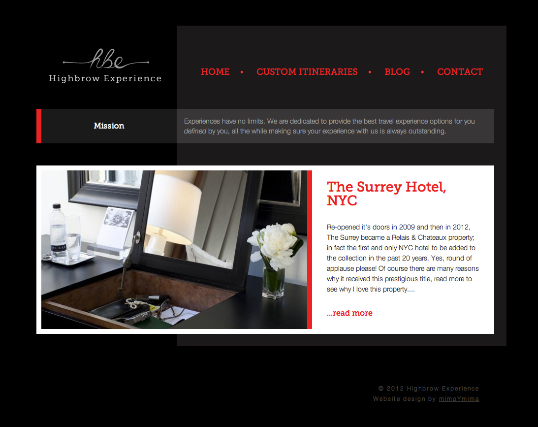 Highbrow Experience Website Design by mimoYmima.com