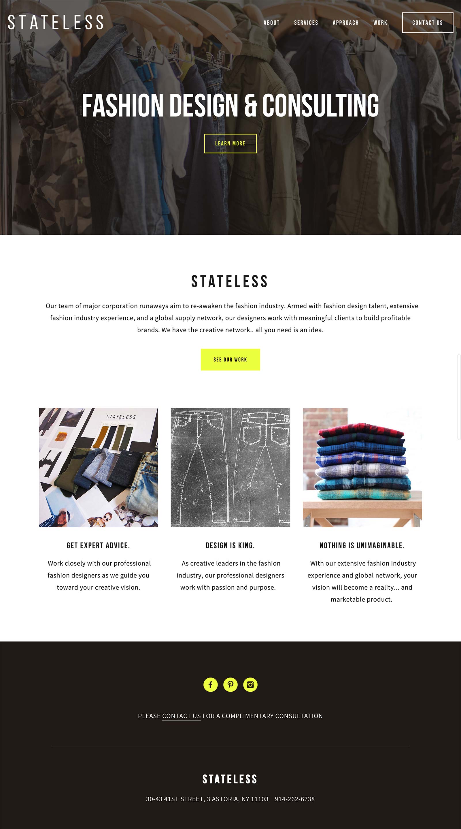 Stateless Fashion Design & Consulting Website Design by mimoYmima.com